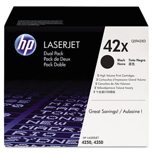 Hp 42x, (q5942x-d) 2-pack High-yield Black Original Laserjet Toner Cartridges