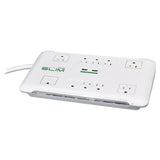 Slim Surge Protector, 10 Outlets-2 Usb Charging Ports, 6 Ft Cord, 2880 J, White