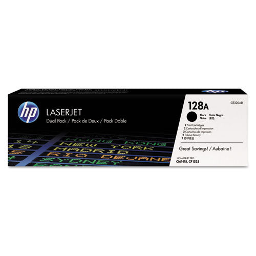 Hp 128a, (ce320a-d) 2-pack Black Original Laserjet Toner Cartridges