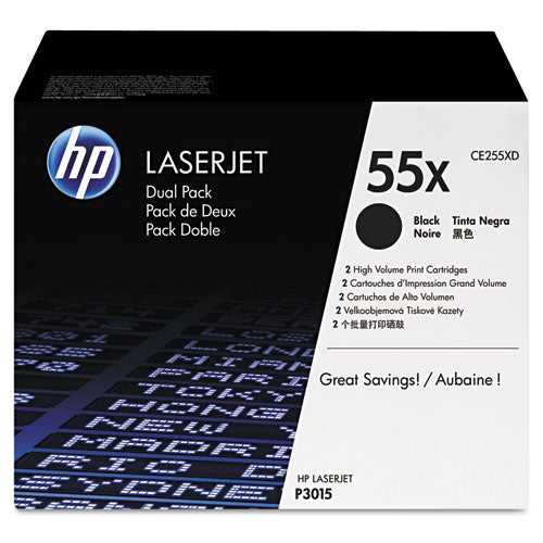 Hp 55x, (ce255x-d) 2-pack High-yield Black Original Laserjet Toner Cartridges