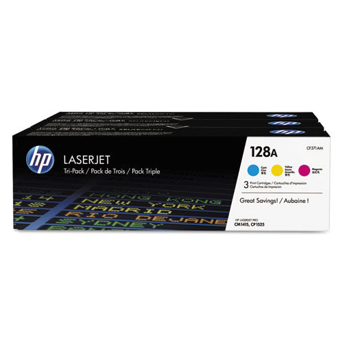 Hp 128a, (cf371a-m) 3-pack Cyan-magenta-yellow Original Laserjet Toner Cartridges