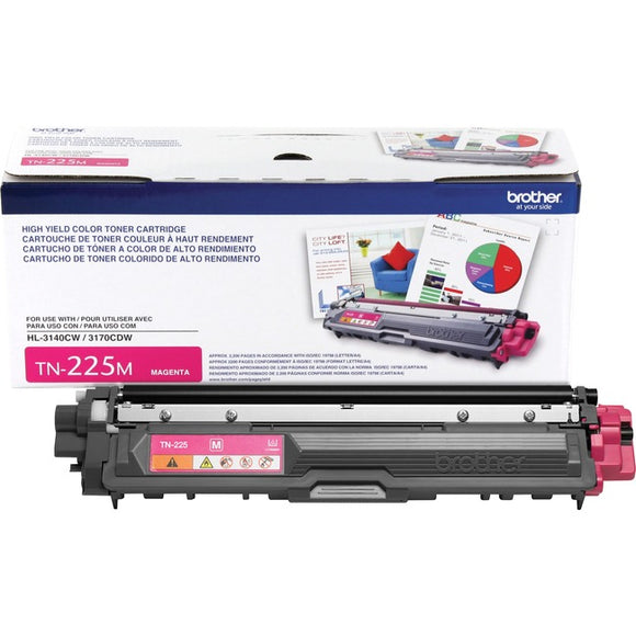 Brother Genuine TN225M High Yield Magenta Toner Cartridge