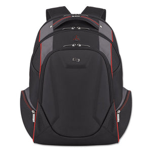 Launch Laptop Backpack, 17.3", 12 1-2 X 8 X 19 1-2, Black-gray-red