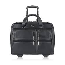 Classic Leather Rolling Case, 15.6", 16 7/10" x 7" x 13", Black