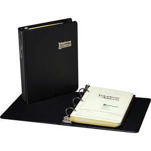 Looseleaf Phone/Address Book, 1" Capacity, 5 1/2 x 8 1/2, Black Vinyl, 80 Sheets